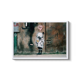 a picture of a child with a heart on a wall