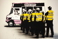 a group of men standing in front of a food truck