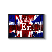 a picture of a british flag with the word er painted on it