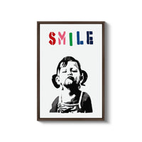 a picture of a child with the words smile on it
