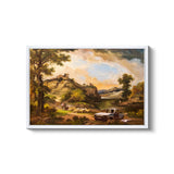 a painting of a landscape with a truck parked in front of it