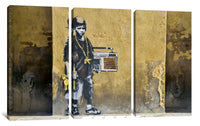 a painting of a man with a boombox on a wall