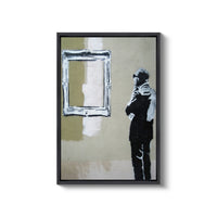 a painting of a person standing in front of a window
