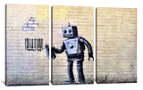 a painting of a robot painted on a wall