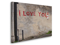 a wall with graffiti on it that says i love you