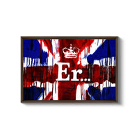 a picture of a british flag with the word er painted on it