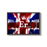 a picture of a british flag with the word er painted on it