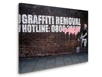 a brick wall with graffiti on it that says graffiti removal hotline 00 00 00