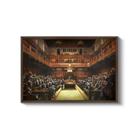 a painting of a courtroom full of people