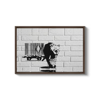 a white brick wall with a picture of a bear on it