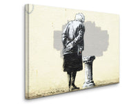 a painting of a man standing next to a fire hydrant