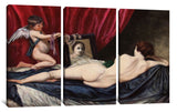 three paintings of a woman with a mirror