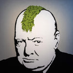 a drawing of a man with a green mohawk