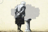 a painting of a person standing next to a fire hydrant