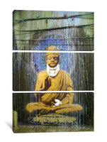 a painting of a buddha statue on a wall