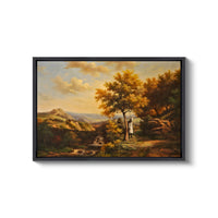 a painting of a man and a woman in a landscape