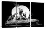three black and white images of soldiers on top of a car