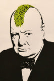 a drawing of a man with a green mohawk