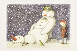 a drawing of a boy and a snowman