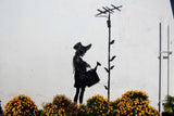 a painting of a woman holding a watering can