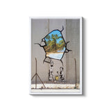 a picture of a broken mirror on a wall