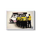 a group of people standing in front of a food truck