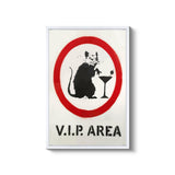 a sign with a rat holding a glass of wine